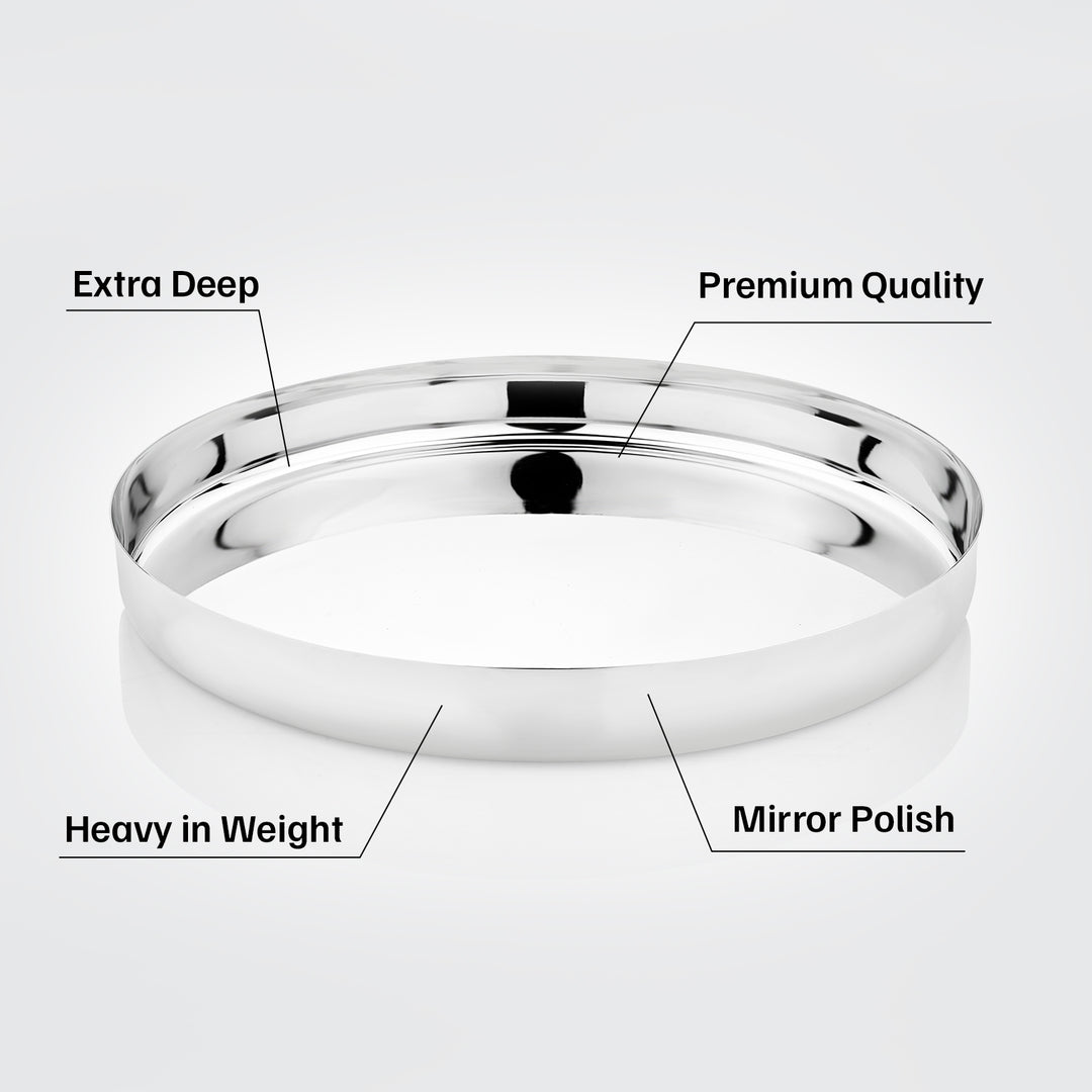 विनोद स्टेनलेस स्टील खुमचा थाली 2 का सेट, आकार: 30 सेमी
