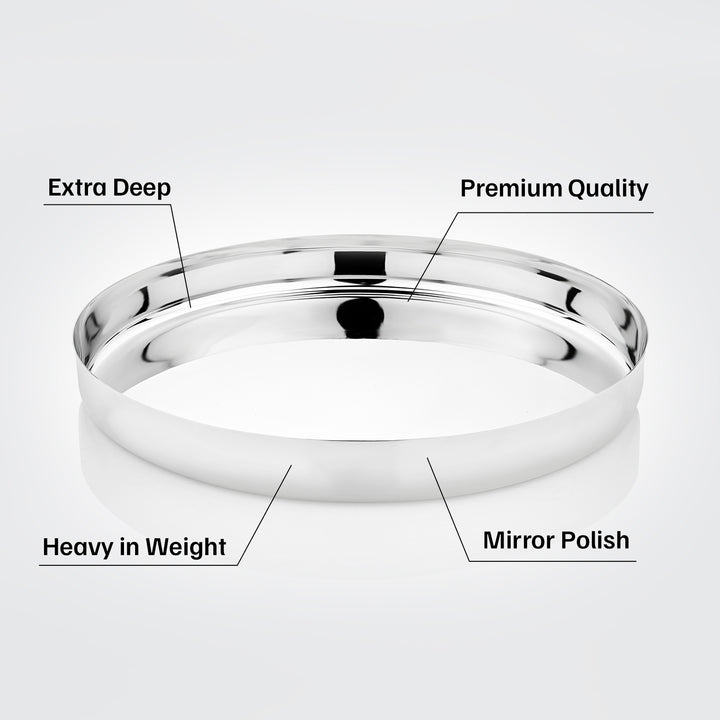 विनोद स्टेनलेस स्टील खुमचा थाली 2 का सेट, आकार: 30 सेमी