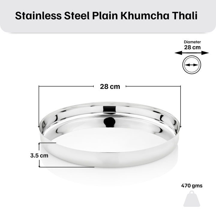 विनोद स्टेनलेस स्टील खुमचा थाली 2 का सेट, आकार: 28 सेमी