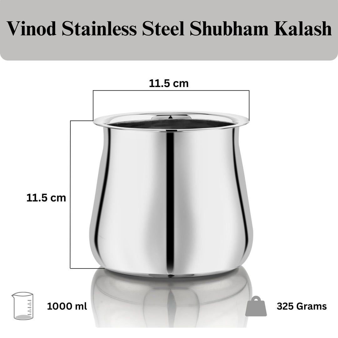 विनोद स्टेनलेस स्टील शुभम् कलश - नंबर 10 - 1000 मि.ली