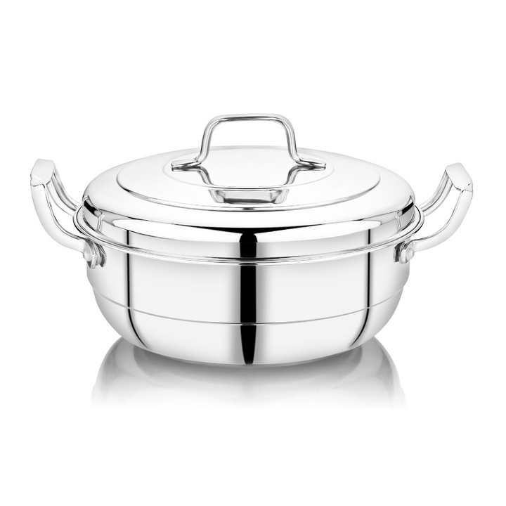 विनोद - डोनिव ट्रिपली स्टेनलेस स्टील 6 प्लेट और 1 बहुउद्देशीय कड़ाही स्टीमर इडली, ढोकला, मोमोज के लिए हैवी गेज इडली ढोकला कुकर इंडक्शन और गैस स्टोव के अनुकूल (2 इडली, 1 मिनी इडली, 1 पात्रा/मोमोज, 2 खमन/ढोकला)