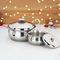 Vinod Stainless Steel Milano Hammered Serving Casserole With Steel Lid & Side Handle - Set of 2 Pcs - 1230 ml & 1630 ml - 16 cm & 18 cm