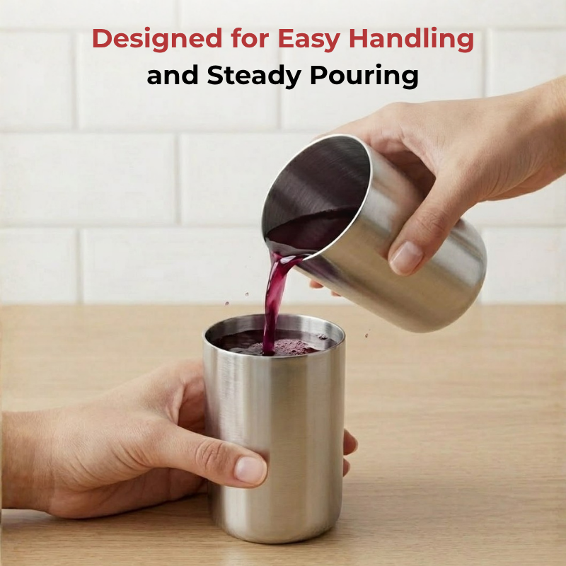 VINOD Stainless Steel Amrapali Glass Set of 6 - 350 ml with Highest Grade Steel, Mirror Finish, Easy to Clean, Rust Free & Dishwasher Safe