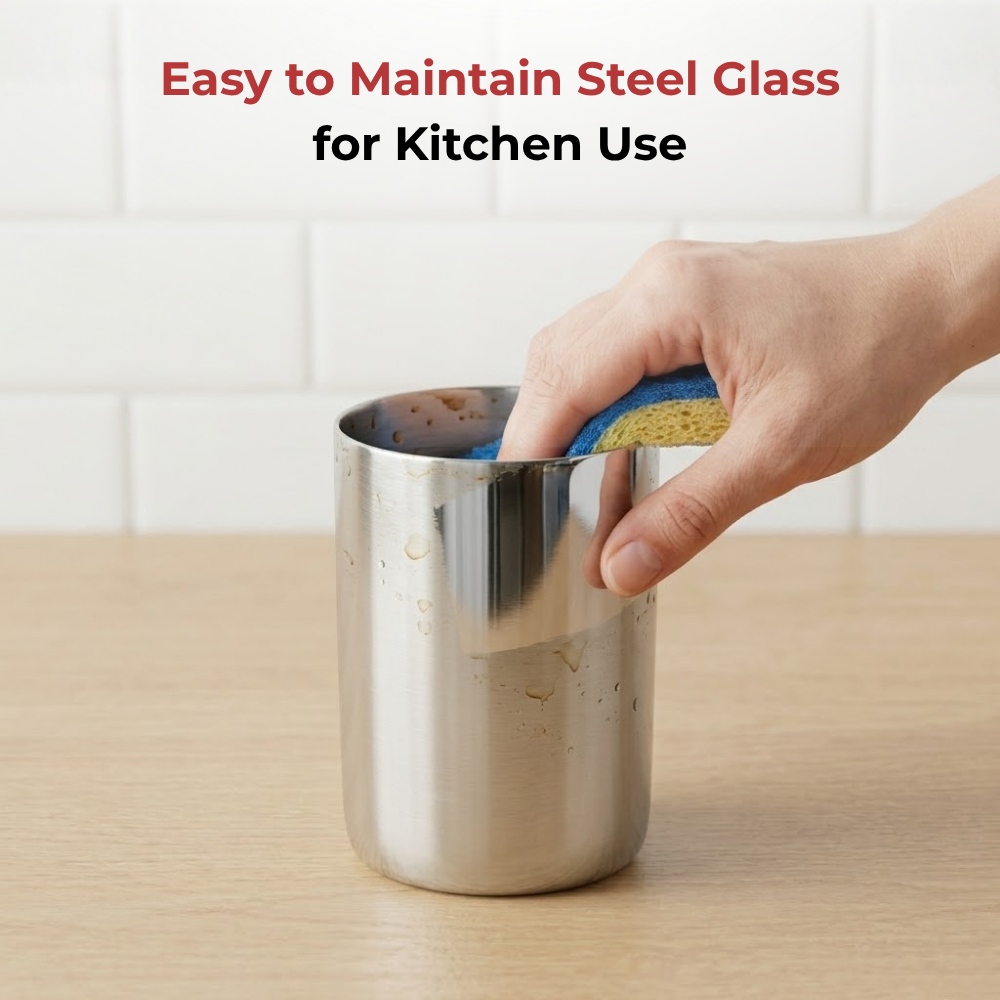 VINOD Stainless Steel Amrapali Glass Set of 6 - 350 ml with Highest Grade Steel, Mirror Finish, Easy to Clean, Rust Free & Dishwasher Safe