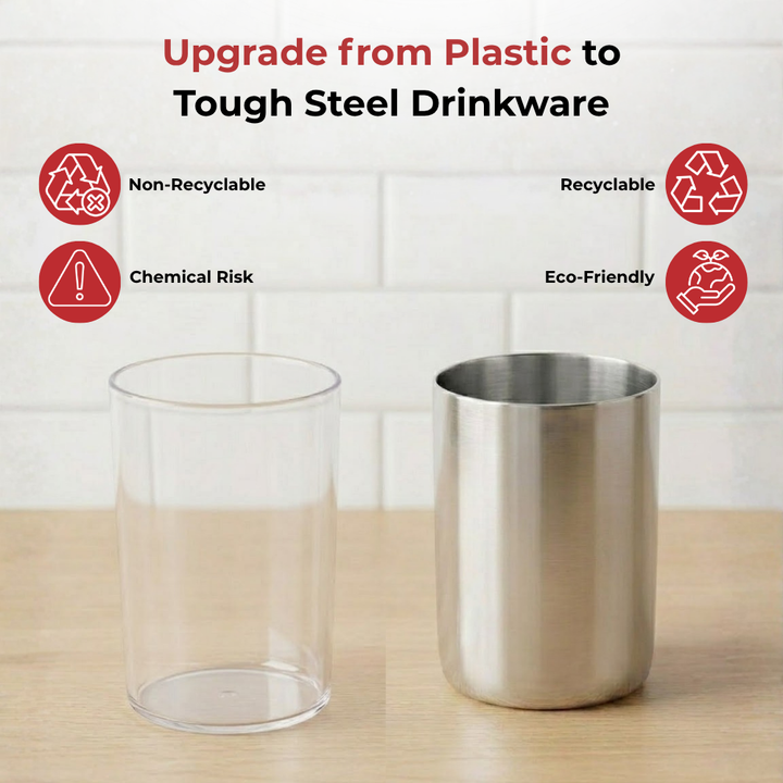 VINOD Stainless Steel Amrapali Glass Set of 6 - 350 ml with Highest Grade Steel, Mirror Finish, Easy to Clean, Rust Free & Dishwasher Safe