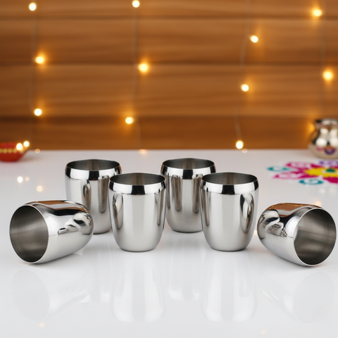 विनोद स्टेनलेस स्टील मैंगो ग्लास - एक बॉक्स में छह ग्लास (300 मिली)