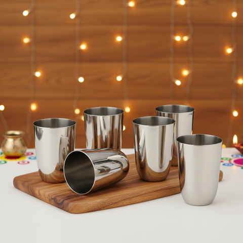 Vinod Stainless Steel Passion Glass – Six Glasses in one Box (300 ml)