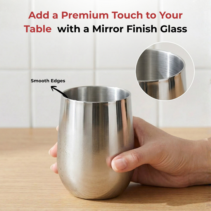 विनोद स्टेनलेस स्टील रूबी ग्लास - एक बॉक्स में छह ग्लास (300 मिली)