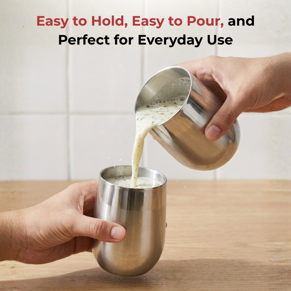 विनोद स्टेनलेस स्टील रूबी ग्लास - एक बॉक्स में छह ग्लास (300 मिली)