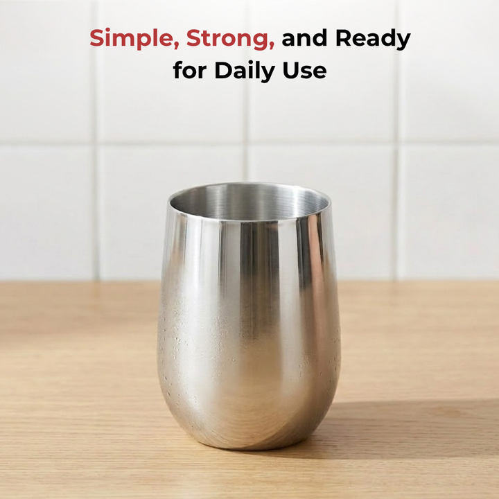 विनोद स्टेनलेस स्टील रूबी ग्लास - एक बॉक्स में छह ग्लास (300 मिली)