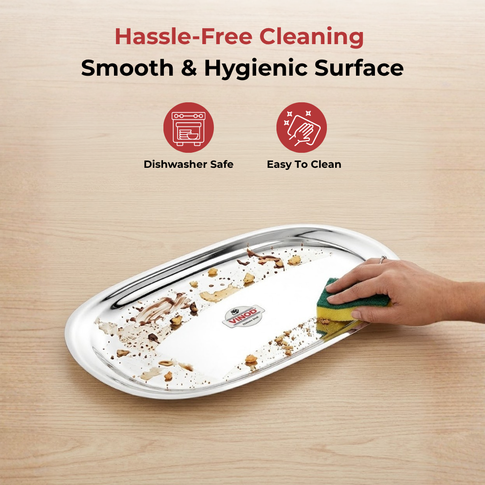 VINOD Stainless Steel Salad Tray with Highest Grade Stainless Steel, Mirror Finish ,Tough & Strong, Rust free and Dishwasher Safe