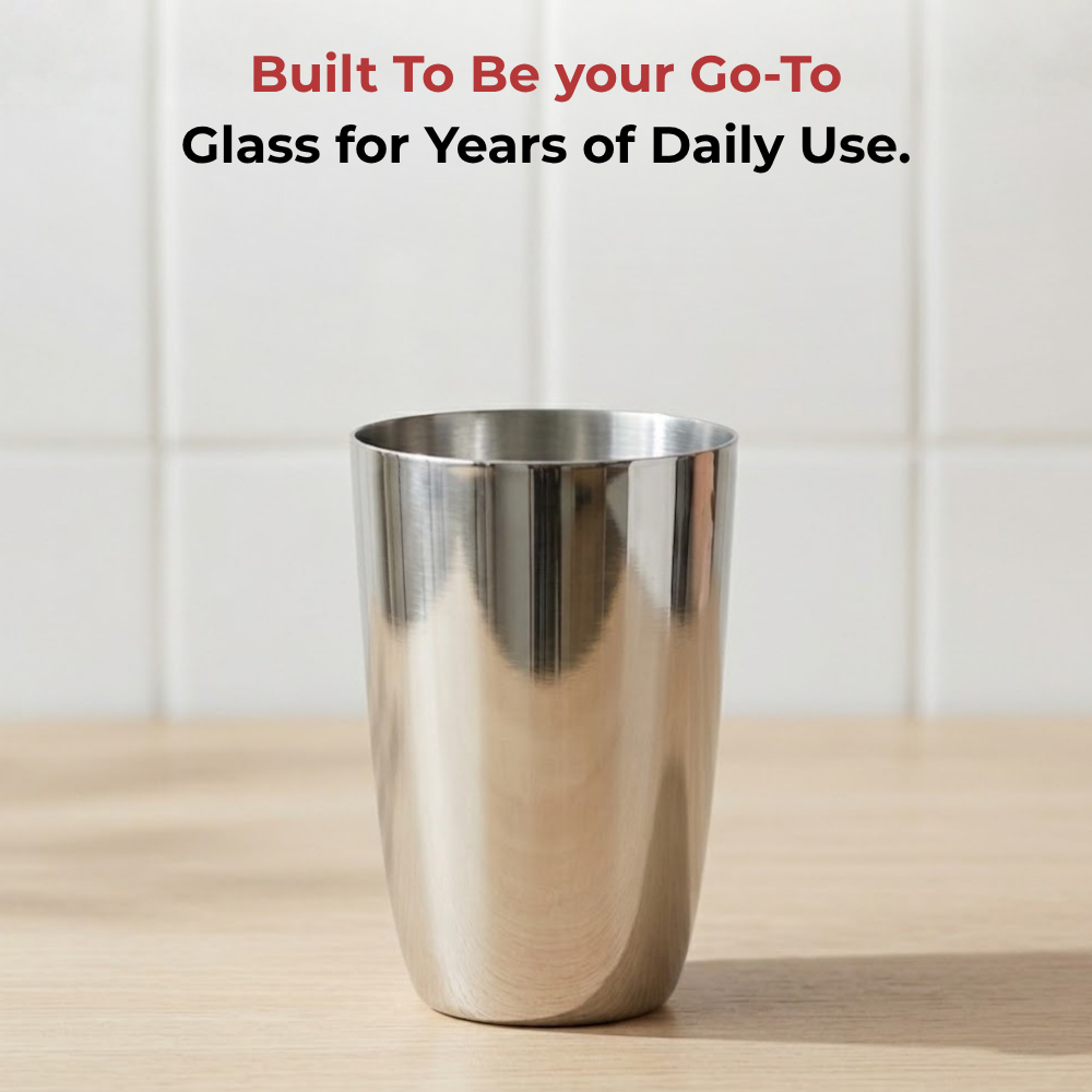 Vinod Stainless Steel Passion Glass Set of 6 - 300 ml, in-use view
