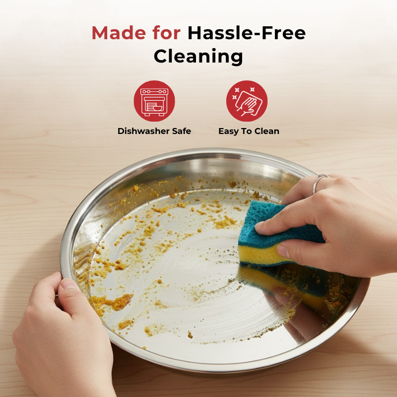 VINOD Stainless Steel Parat with Mirror Finish, Highest Grade Steel, Tough Strong Build, Easy to Clean and Rust Free - No. 14