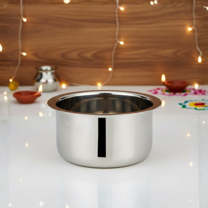 Vinod Stainless Steel Induction Friendly 22 Gauge Flat Bottom Tope Without Lid – 4 Pieces Small Set – Capacity 300 ml, 650 ml ,1 Litre & 1.47 ltr