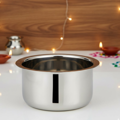 विनोद स्टेनलेस स्टील इंडक्शन फ्रेंडली गोल बॉटम टॉप बिना ढक्कन के - तीन सेट - 650 मिली, 1000 मिली और 1500 मिली - (नंबर 9, 10 और 11)