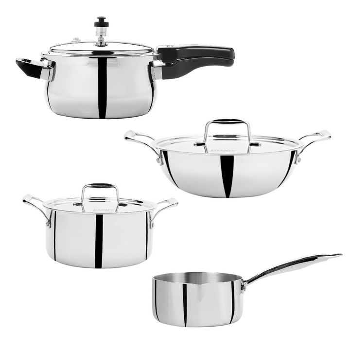 Vinod - Doniv Titanium Triply Stainless Steel 4 pc Jumbo Cookware Set