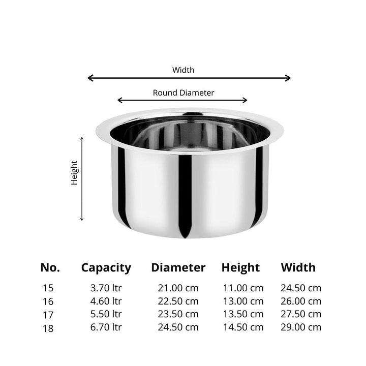 Vinod Stainless Steel Flat Bottom Tope Without Lid