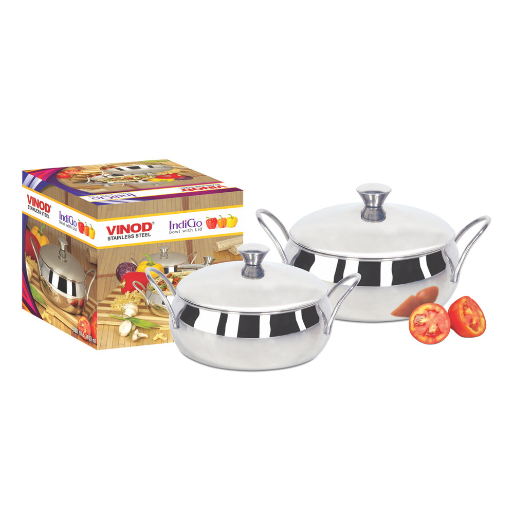 Vinod Stainless Steel Indigo Bowl with Side Handle