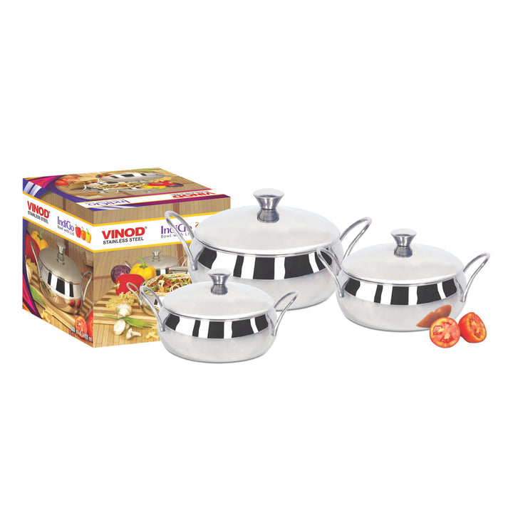 Vinod Stainless Steel Indigo Bowl with Side Handle