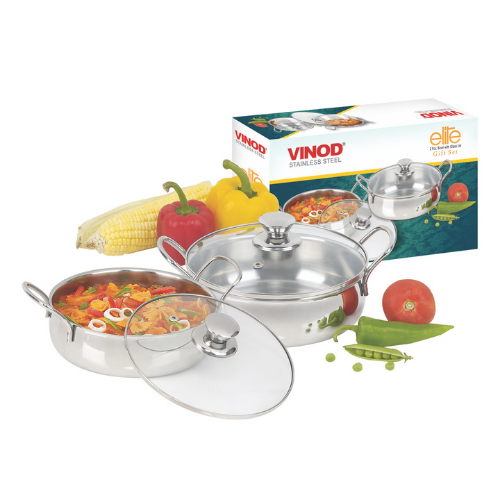 Vinod Stainless Steel Elite Bowl with Glass Lid